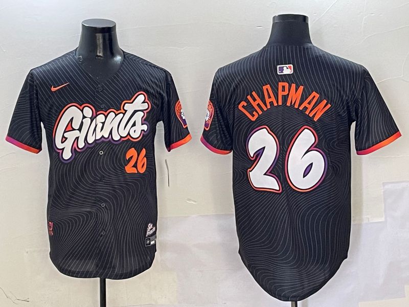 Men San Francisco Giants 26 Chapman Black Second generation Joint Name Nike 2025 MLB Jersey style 9